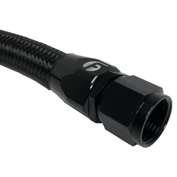 1994-1998 Cummins 5.9L Braided Black Nylon Coolant Bypass Hose (FPE-CLNTBYPS-HS-12V-BLK) - Fleece Performance