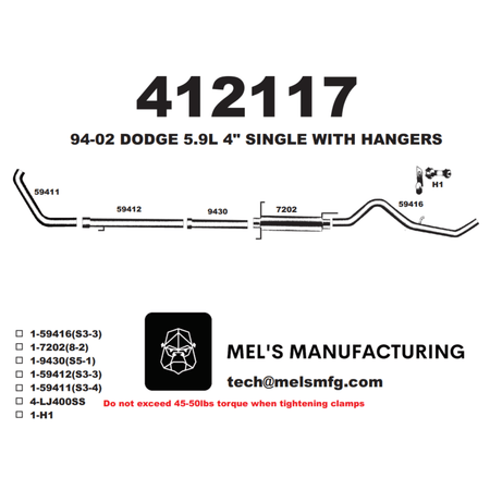  1994-2002 Cummins 5.9L 4" Turbo Back Exhaust w/ Muffler (411108) - Mel's Manufacturing