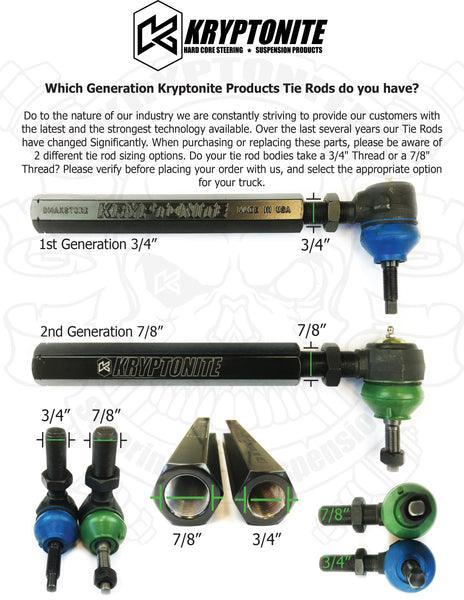 2001-2010 Duramax 1st Gen 3/4" Kryptonite Replacement Outer Tie Rod (10KL34) - Kryptonite