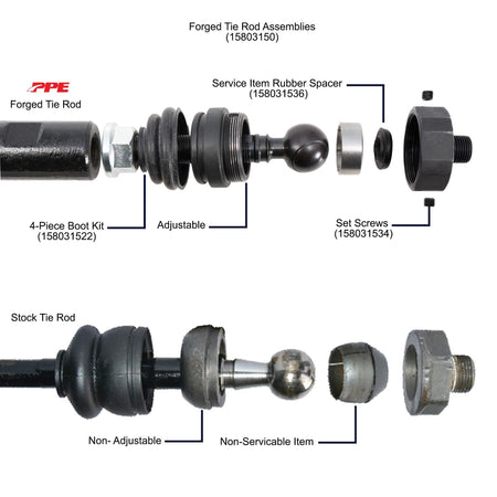 2001-2010 Duramax Stage 3 Forged Tie Rods (158031500) - Pacific Performance Engineering