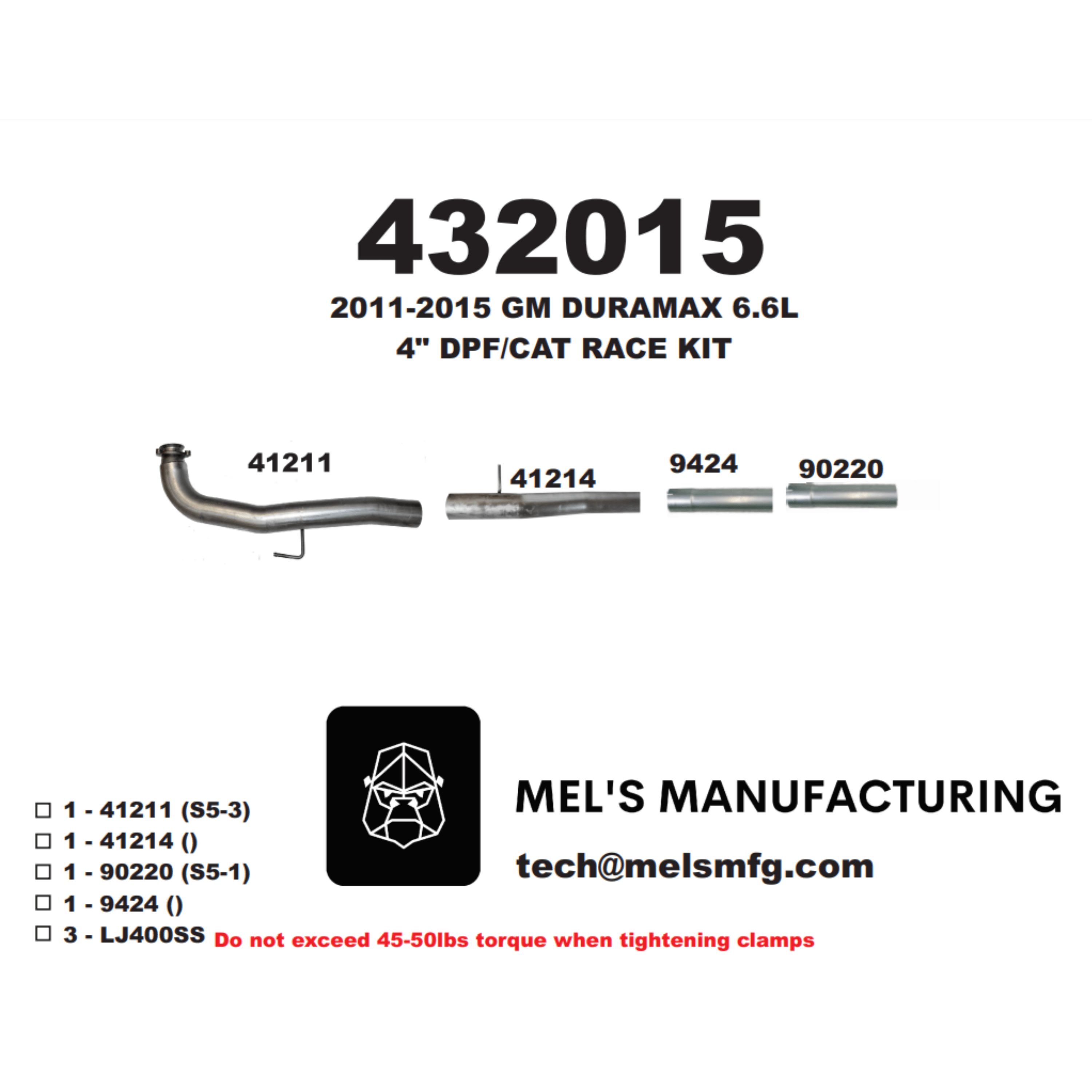  2011-2015 Duramax LML 4" Car & DPF Race Pipe w/ Muffler (431029) - Mel's Manufacturing