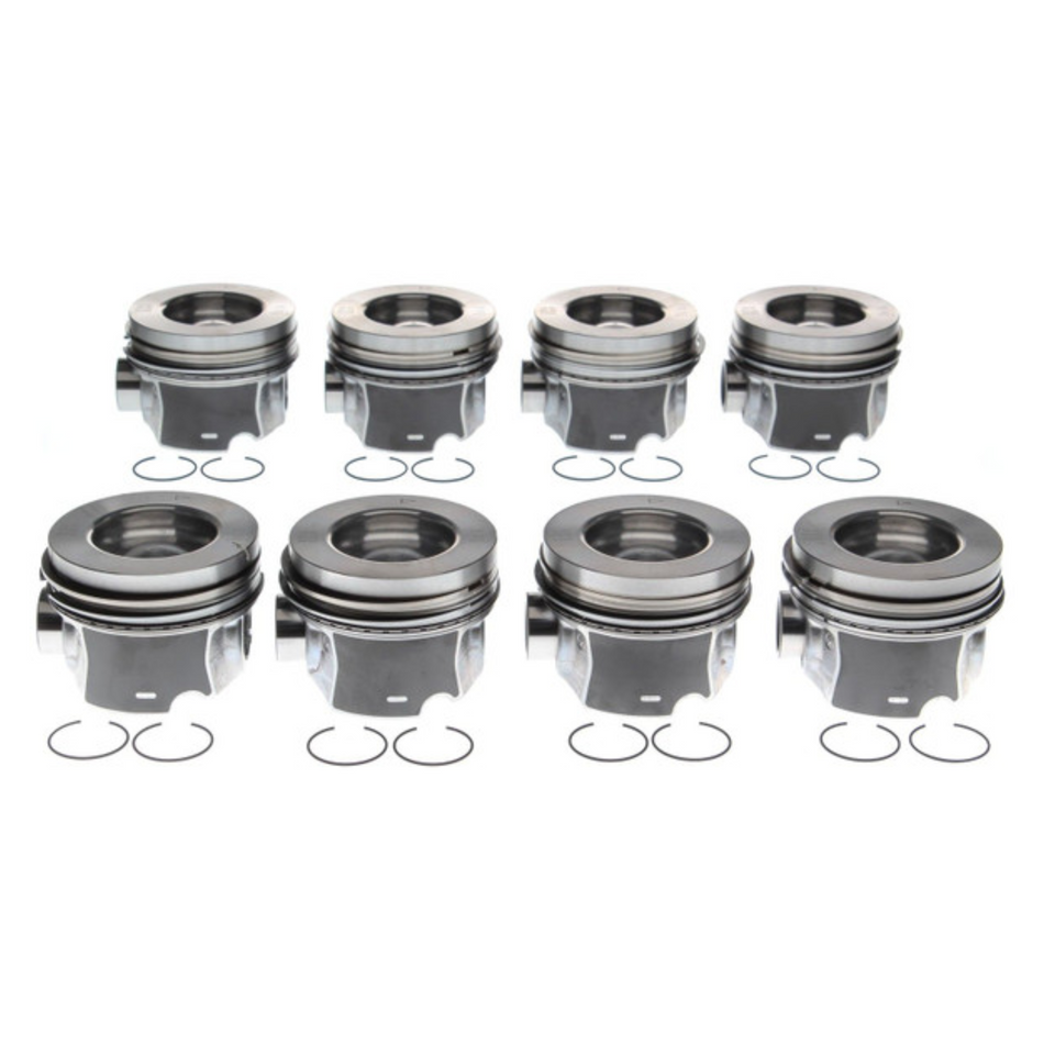 2011-2016 Duramax LML Mahle Set of 8 Pistons w/ Rings - .50MM - Reduced Compression (224-3985WR-0.50MM)