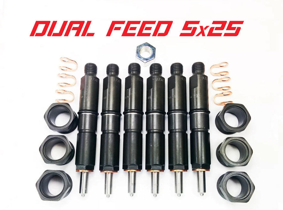 1994-1998 Cummins 5.9L 5x25 Dual Feed Injector Set (DDP9498-5X25DF)