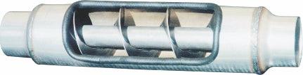  Universal Mel's Round Body Aluminized Twister Resonator 3"-5" Inlet/Outlet - Mel's Manufacturing